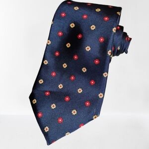 Silk Mens Tie Vintage Blue Geometric YSL Designer 57 X 3.25